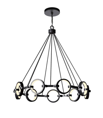 ##Antique Hardware## Context 9 Light LED Chandelier in Flat Black