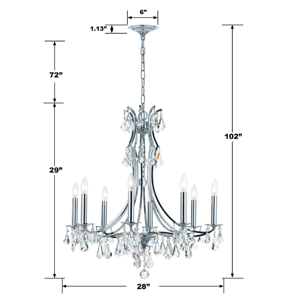 ##Antique Hardware## Cedar 8 Light Polished Chrome Chandelier