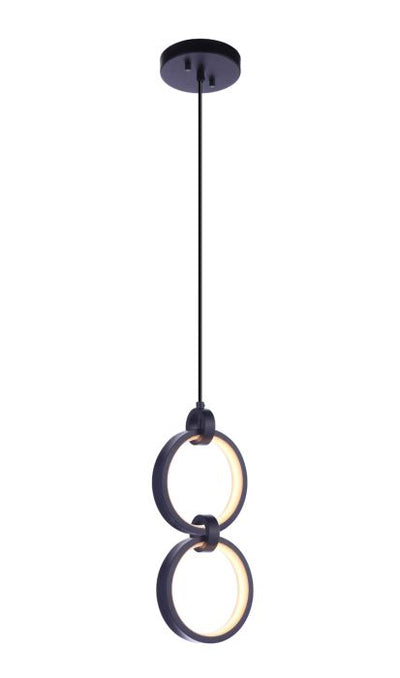 ##Antique Hardware## Context 2 Light LED Pendant in Flat Black