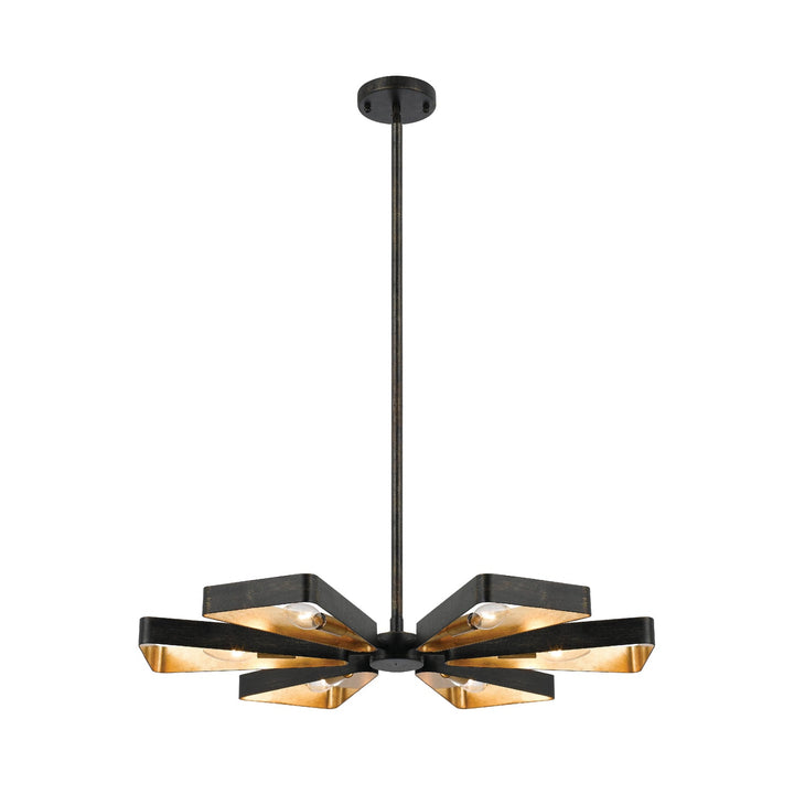 ##Antique Hardware## Luna 6 Light English Bronze + Antique Gold Chandelier