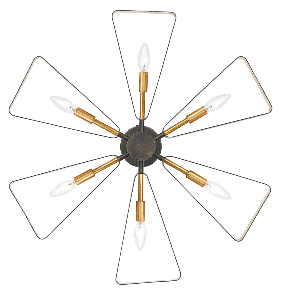 ##Antique Hardware## Luna 6 Light English Bronze + Antique Gold Chandelier