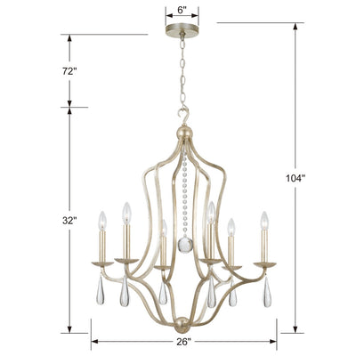 ##Antique Hardware## Manning 6 Light Silver Leaf Chandelier