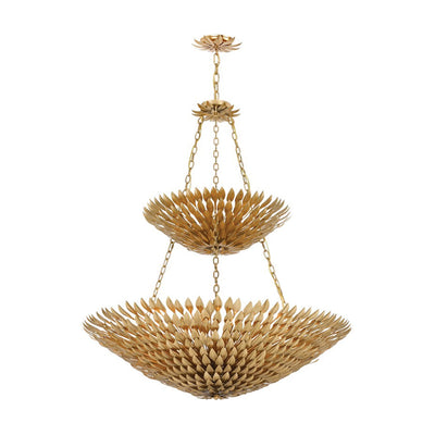 ##Antique Hardware## Broche 18 Light Antique Gold Leaf Chandelier