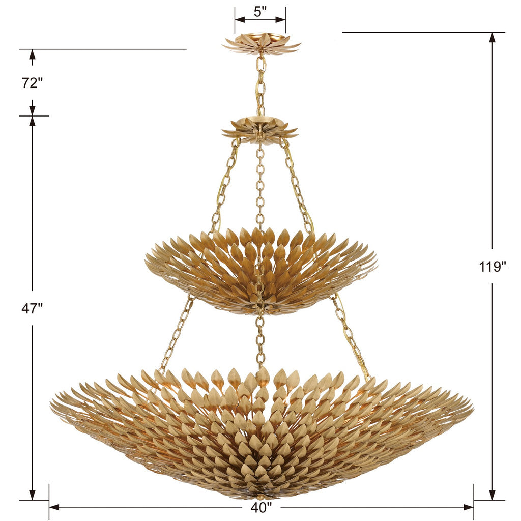 ##Antique Hardware## Broche 18 Light Antique Gold Leaf Chandelier