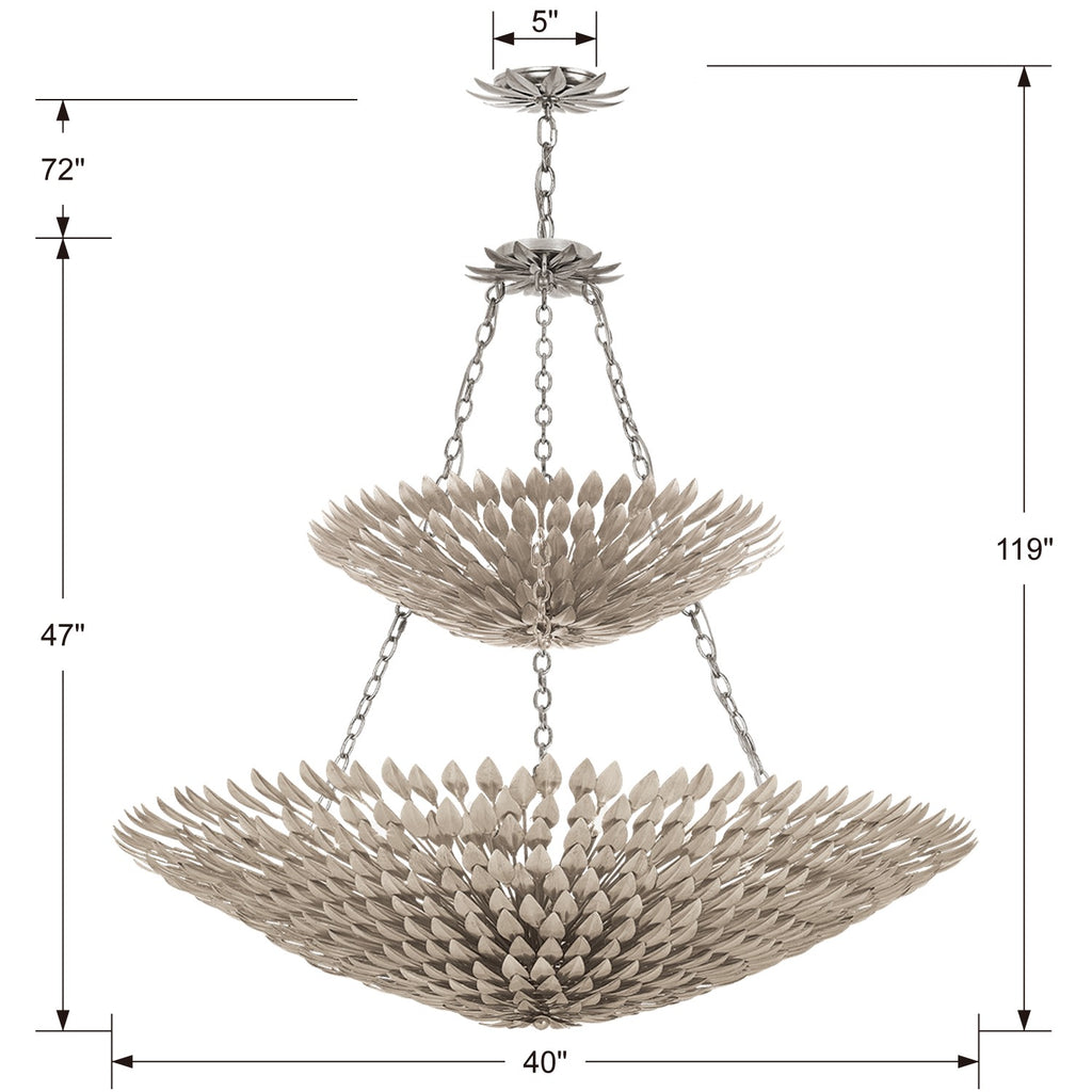 ##Antique Hardware## Broche 18 Light Antique Silver Leaf Chandelier