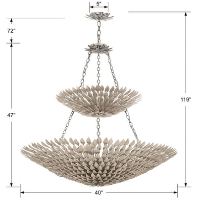 ##Antique Hardware## Broche 18 Light Antique Silver Leaf Chandelier