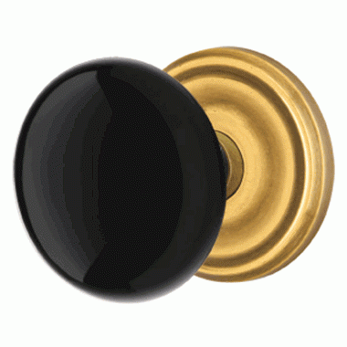 Antique Hardware Black Porcelain Ebony Door Knob Set With Regular Rosette (Several Finish Options) EMTEK DOOR KNOB