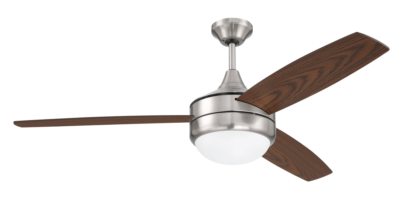 Antique Hardware 52" Phaze II 3-Blade in Brushed Polished Nickel w/ Walnut/Dark Oak Blades Ceiling Fan