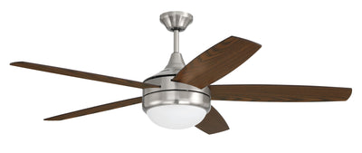 Antique Hardware 52" Phaze II 5-Blade in Brushed Polished Nickel w/ Walnut/Dark Oak Blades Ceiling Fan