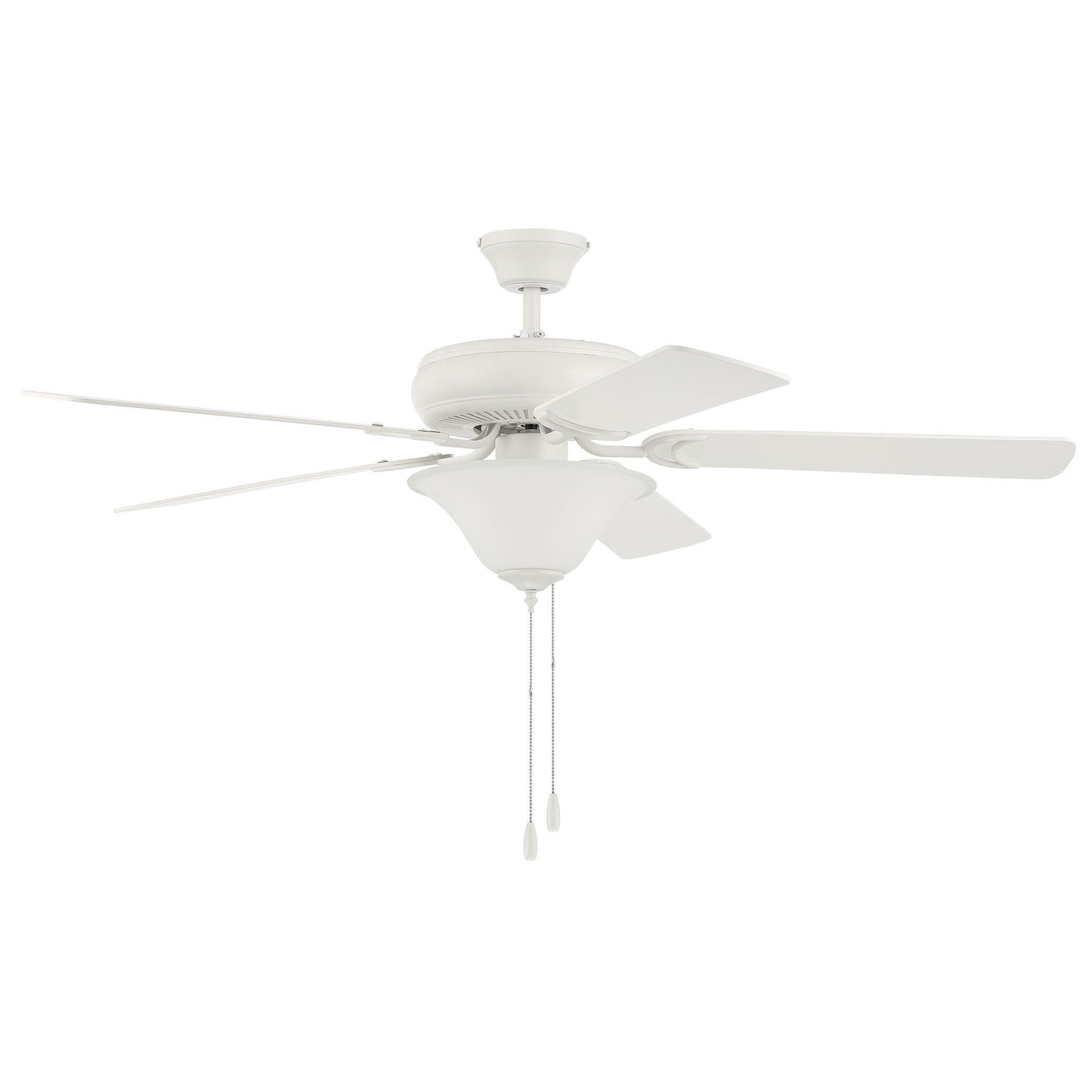 Antique Hardware 52" Decorator's Choice 2 Light in Matte White w/ Matte White Blades Ceiling Fan