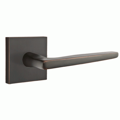 Antique Hardware Brass Modern Hardware - Double Dummy Hermes Door Lever With Square Rosette in Satin Brass - 5050HERUS4 - Emtek Hardware EMTEK LEVER DOOR KNOB