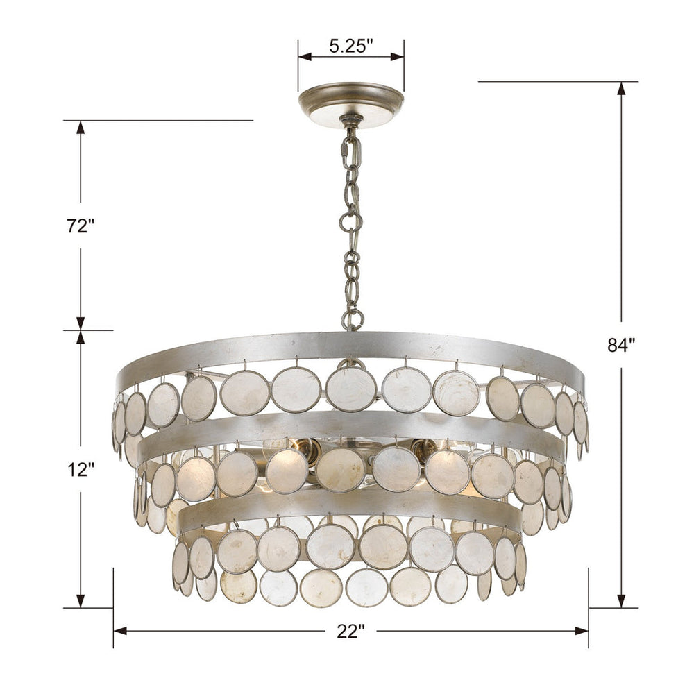 ##Antique Hardware## Coco 6 Light Antique Silver Chandelier