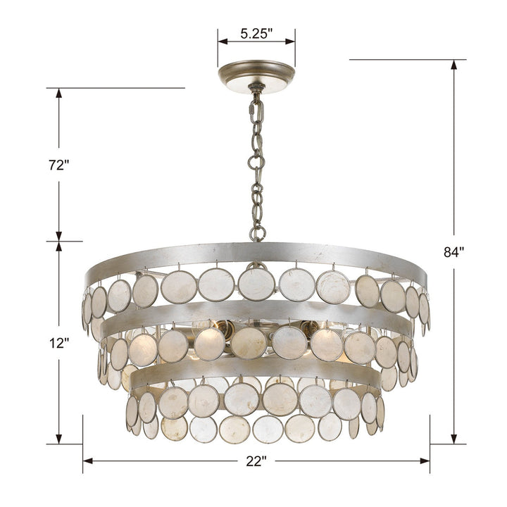 ##Antique Hardware## Coco 6 Light Antique Silver Chandelier