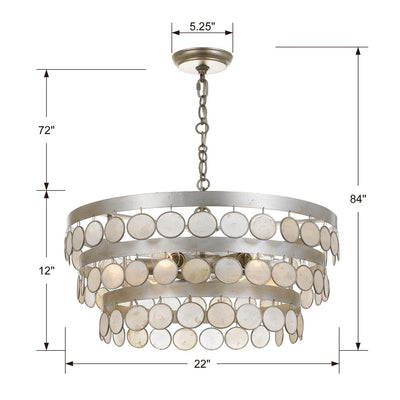 ##Antique Hardware## Coco 6 Light Antique Silver Chandelier