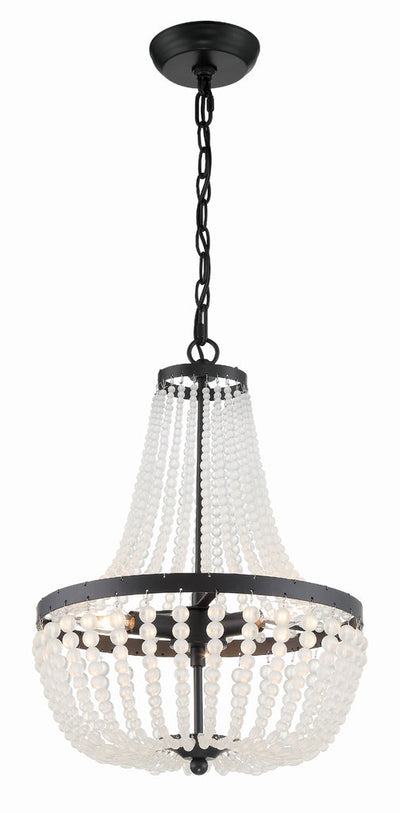 ##Antique Hardware## Rylee 3 Light Matte Black Mini Chandelier