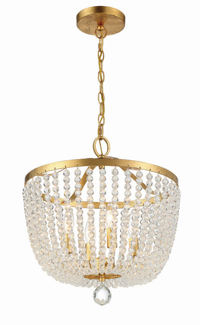 ##Antique Hardware## Rylee 4 Light Antique Gold Mini Chandelier