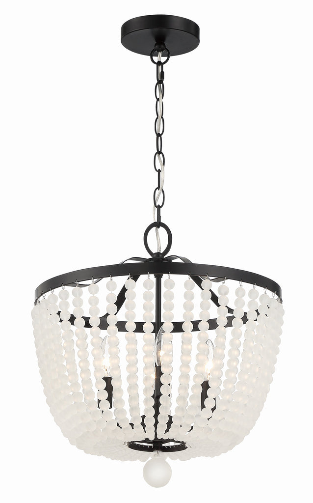 ##Antique Hardware## Rylee 4 Light Matte Black Frosted Beads Mini Chandelier