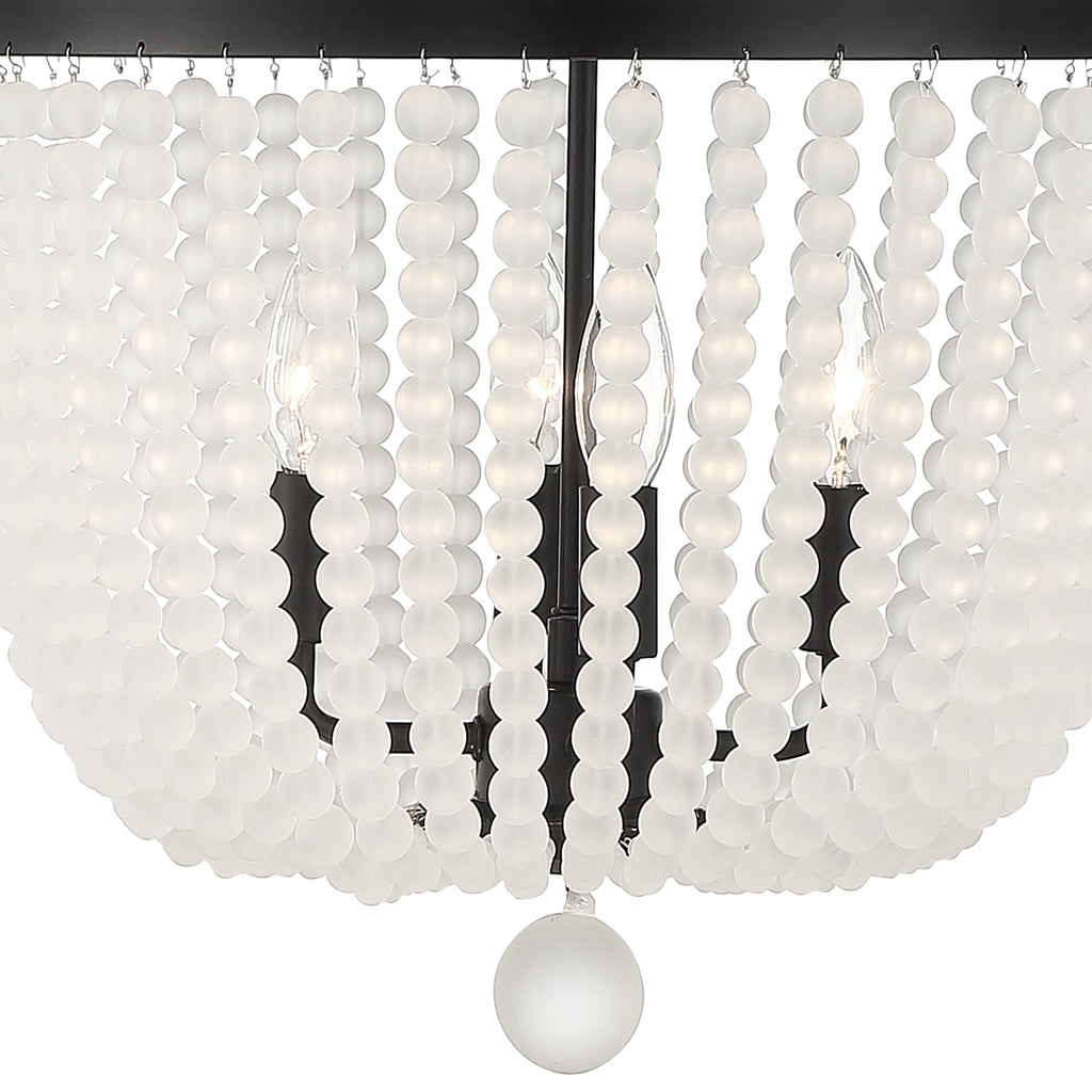 ##Antique Hardware## Rylee 4 Light Matte Black Frosted Beads Mini Chandelier