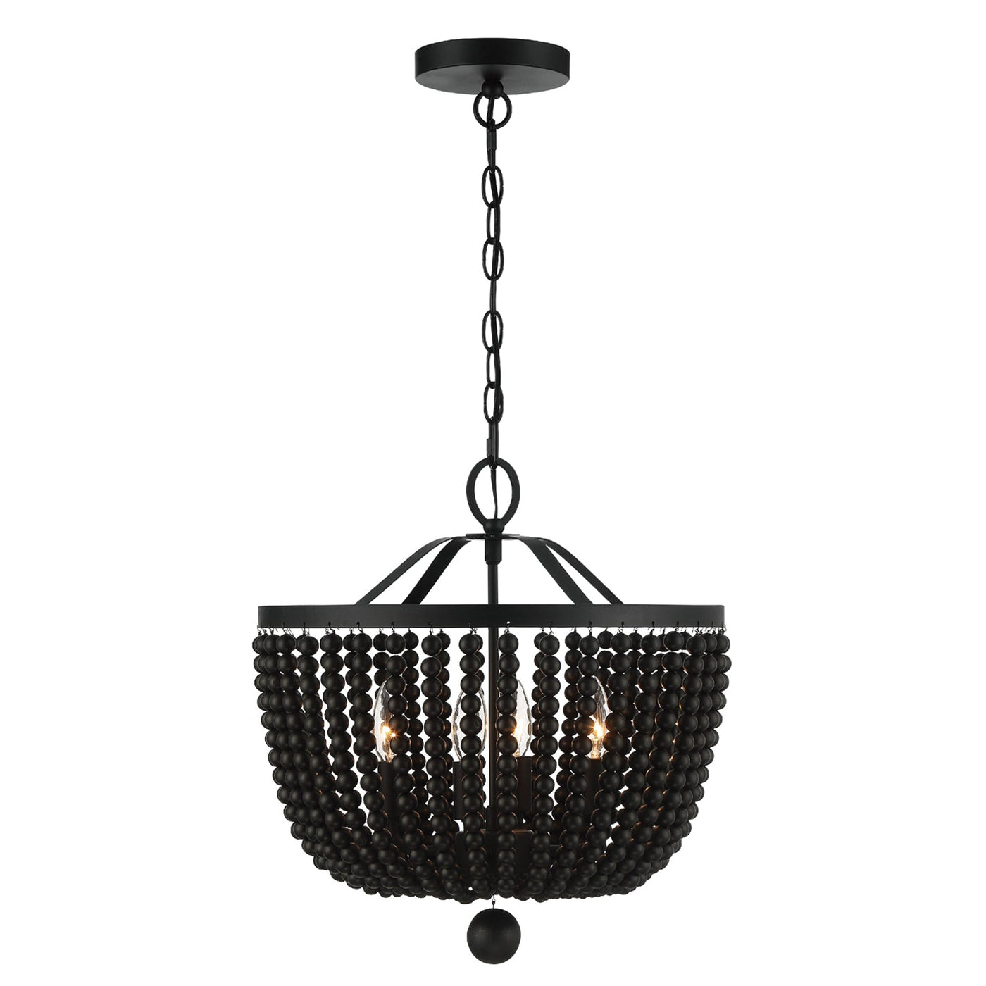 ##Antique Hardware## Rylee 4 Light Matte Black Mini Chandelier