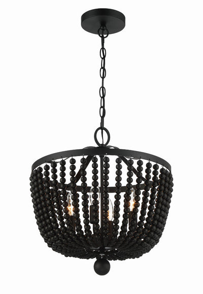 ##Antique Hardware## Rylee 4 Light Matte Black Mini Chandelier