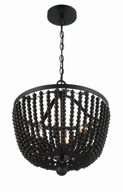 ##Antique Hardware## Rylee 4 Light Matte Black Mini Chandelier