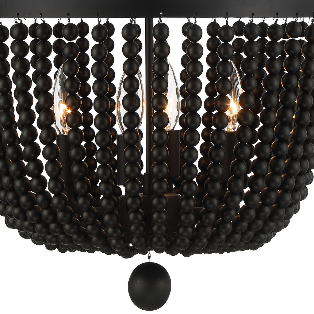 ##Antique Hardware## Rylee 4 Light Matte Black Mini Chandelier