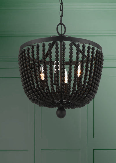 ##Antique Hardware## Rylee 4 Light Matte Black Mini Chandelier