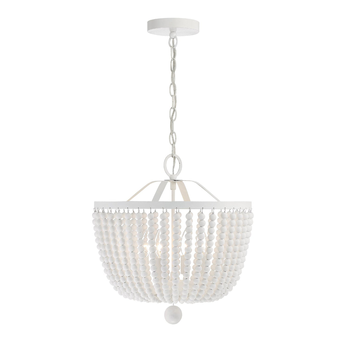 ##Antique Hardware## Rylee 4 Light Matte White Mini Chandelier