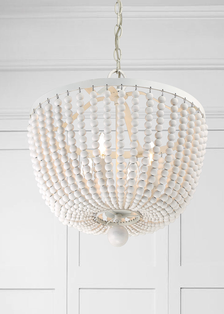 ##Antique Hardware## Rylee 4 Light Matte White Mini Chandelier