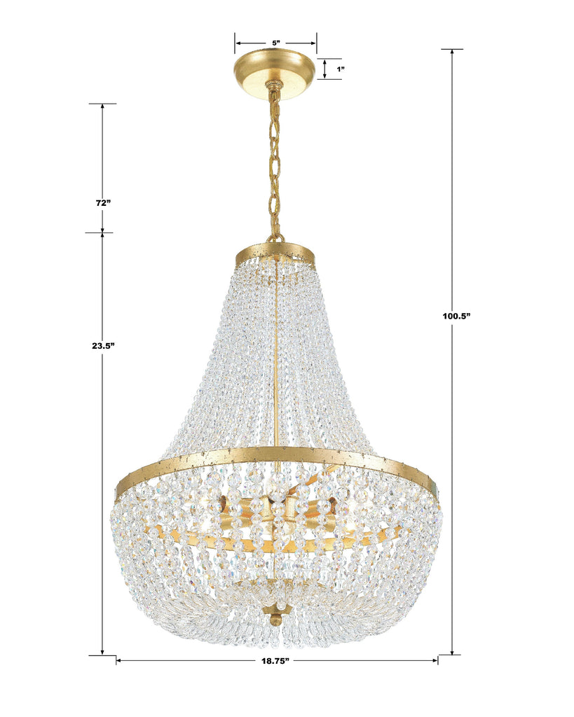 ##Antique Hardware## Rylee 6 Light Antique Gold Chandelier