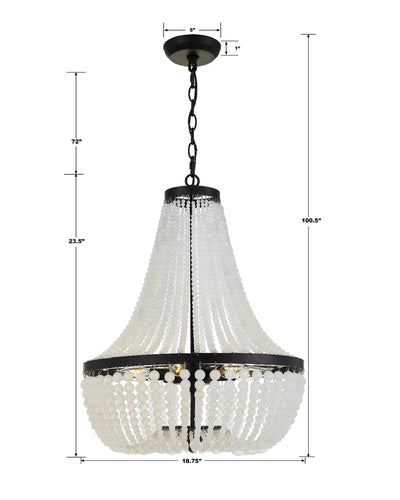 ##Antique Hardware## Rylee 6 Light Matte Black Chandelier