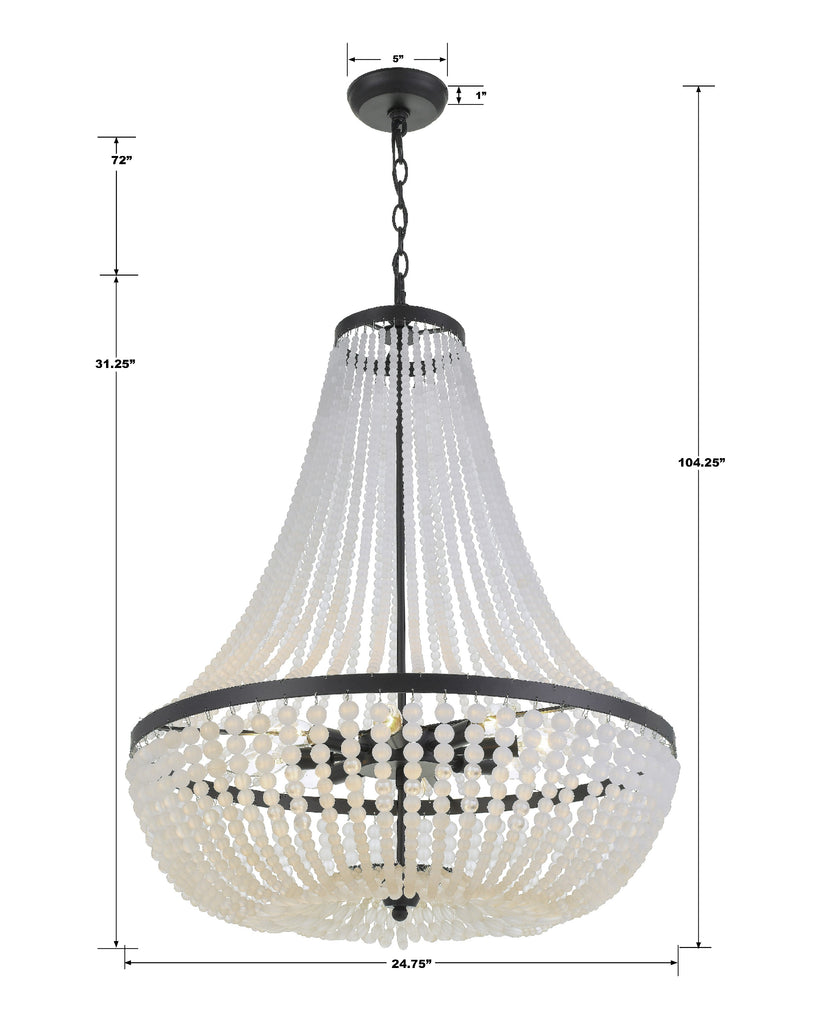 ##Antique Hardware## Rylee 8 Light Matte Black Chandelier