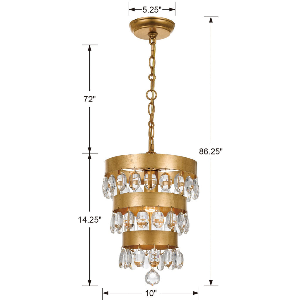 ##Antique Hardware## Perla 1 Light Antique Gold Mini Pendant