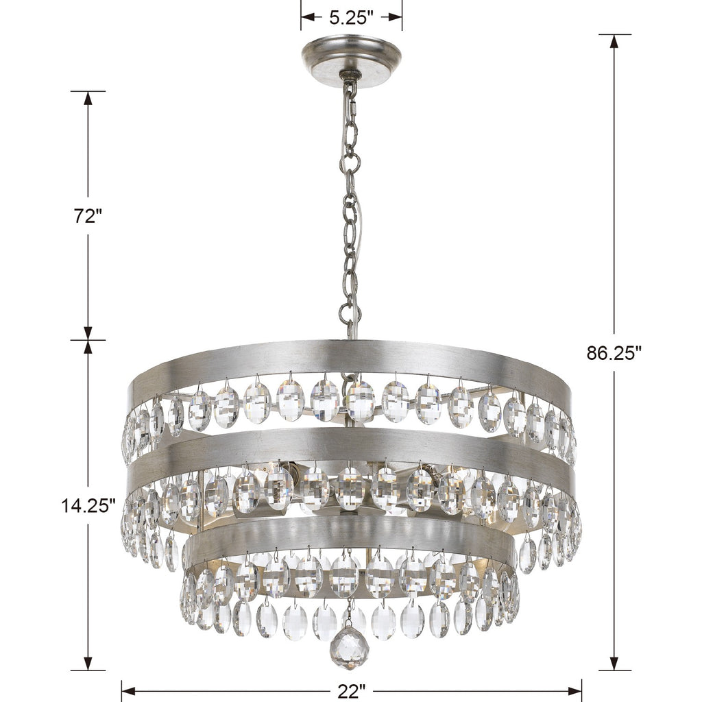 ##Antique Hardware## Perla 5 Light Antique Silver Chandelier