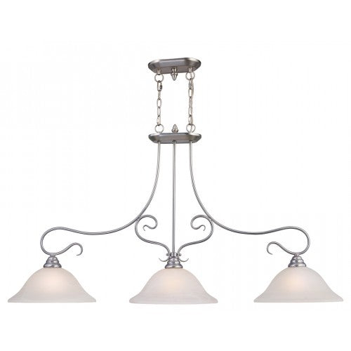 ##Antique Hardware## 3 Light Brushed Nickel Island