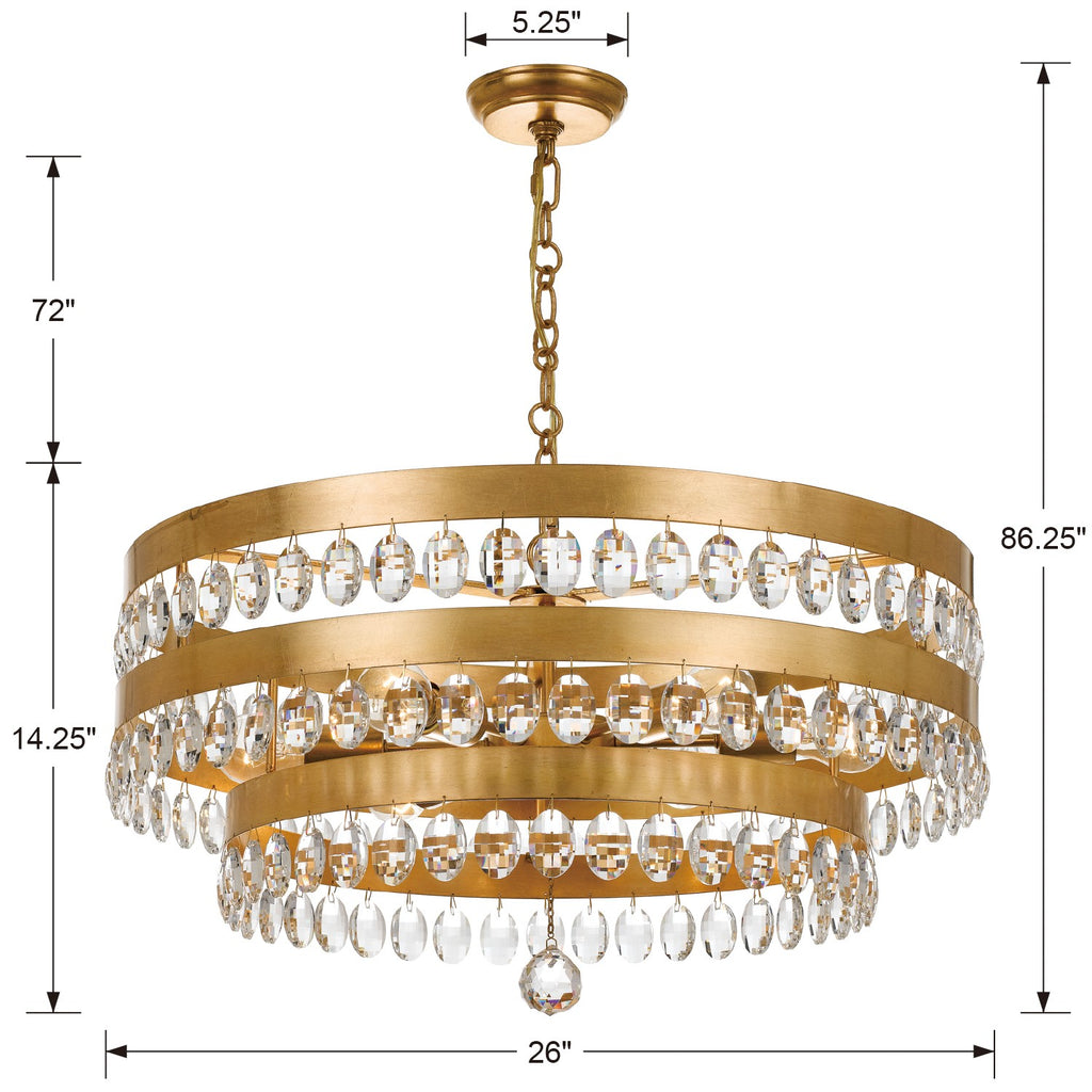 ##Antique Hardware## Perla 6 Light Antique Gold Chandelier