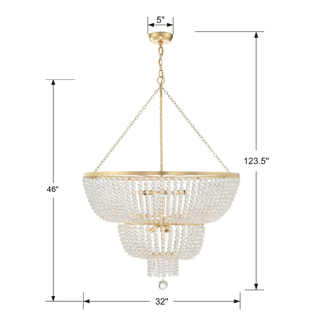 ##Antique Hardware## Rylee 12 Light Antique Gold Chandelier