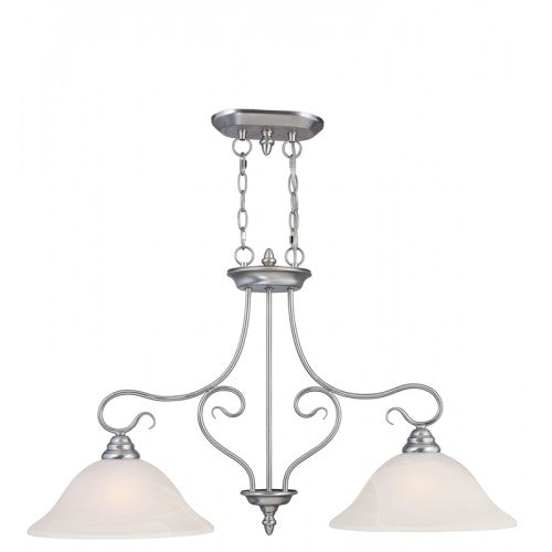 ##Antique Hardware## 2 Light Brushed Nickel Island