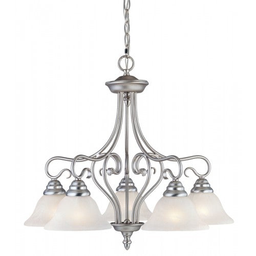 ##Antique Hardware## 5 Light Brushed Nickel Chandelier