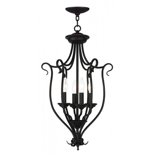 ##Antique Hardware## 4 Light Bronze Foyer Chandelier