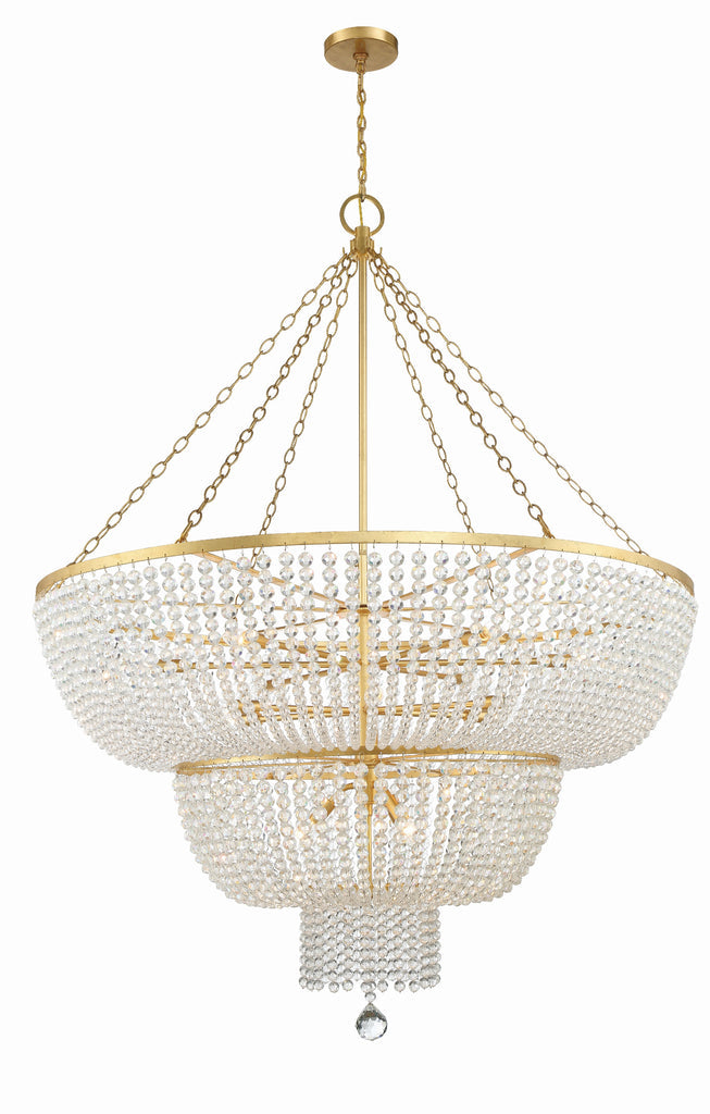 ##Antique Hardware## Rylee 15 Light Antique Gold Chandelier