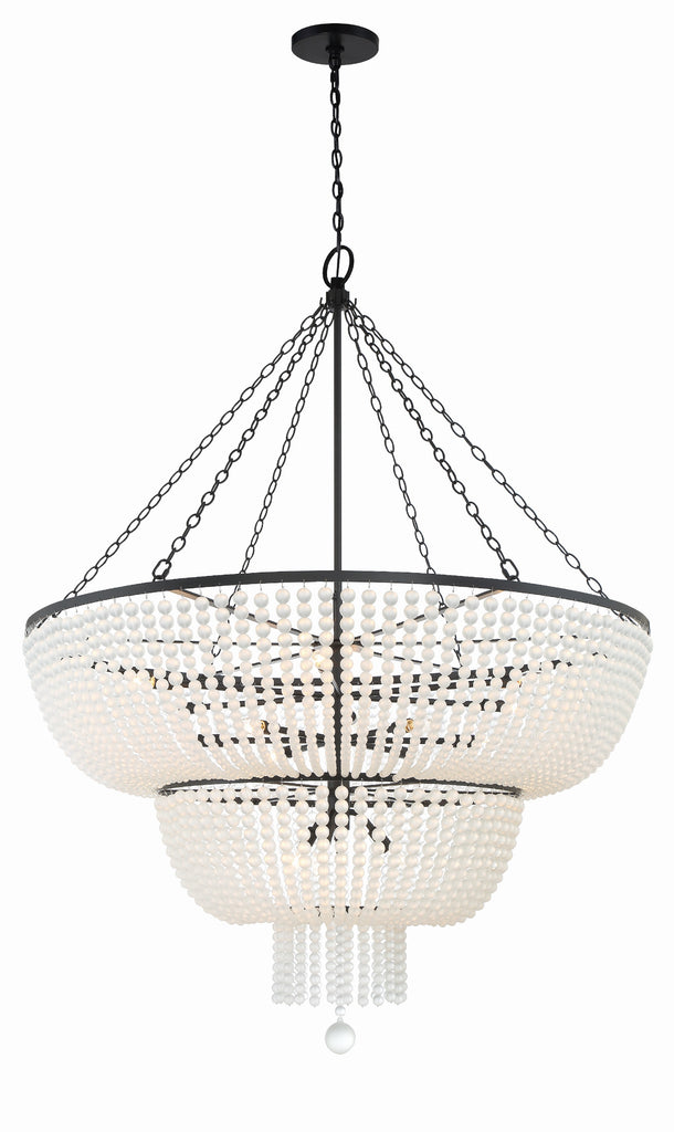 ##Antique Hardware## Rylee 15 Light Matte Black Chandelier