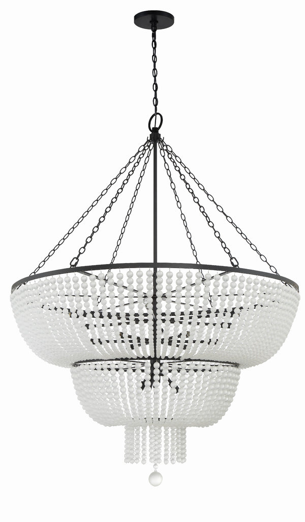 ##Antique Hardware## Rylee 15 Light Matte Black Chandelier