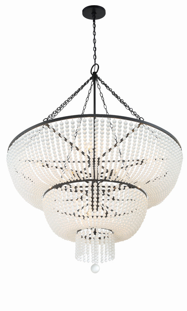 ##Antique Hardware## Rylee 15 Light Matte Black Chandelier