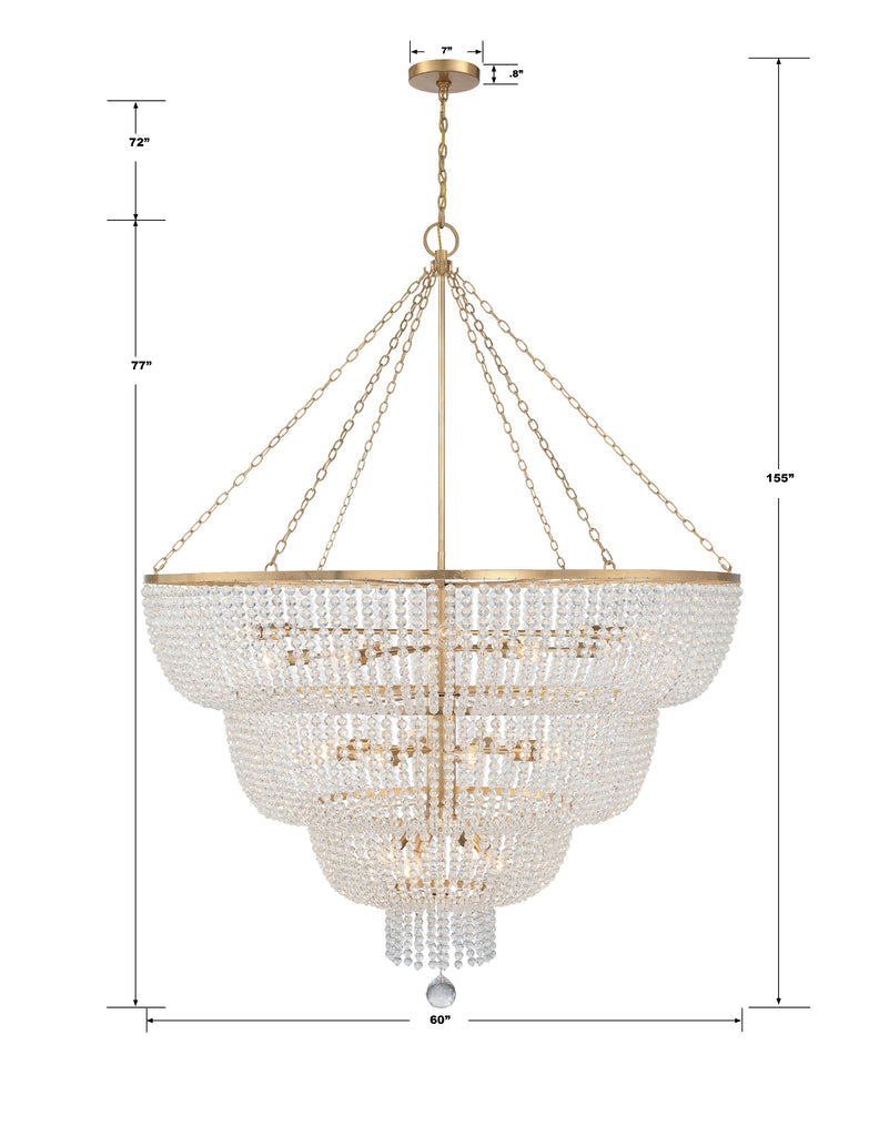 ##Antique Hardware## Rylee 24 Light Antique Gold Chandelier