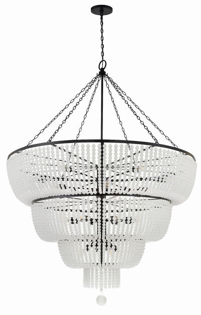 ##Antique Hardware## Rylee 24 Light Matte Black Chandelier