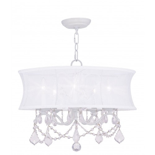 ##Antique Hardware## 5 Light White Chandelier