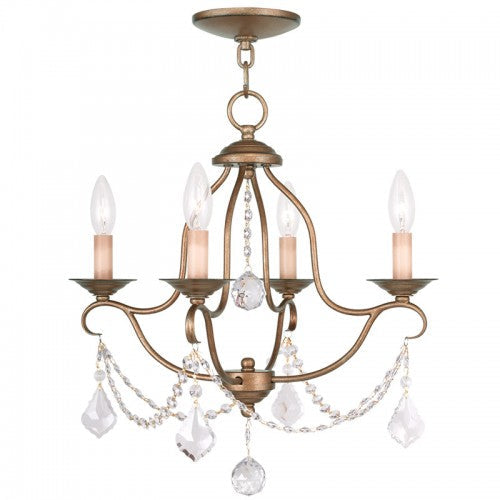 Antique Hardware 4 Light Antique Gold Leaf Chandelier Chandelier