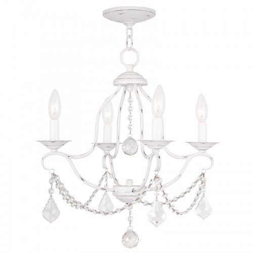 ##Antique Hardware## 4 Light Antique White Chandelier