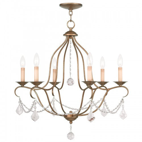 ##Antique Hardware## 6 Light Antique Gold Leaf Chandelier